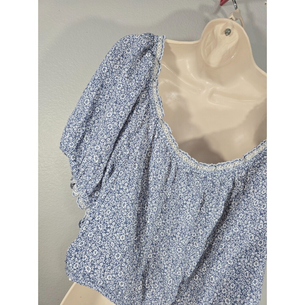 American Eagle Floral Cinched Front Smocked Crop Top Size XXL Boho Summer BJ - Picture 6 of 8